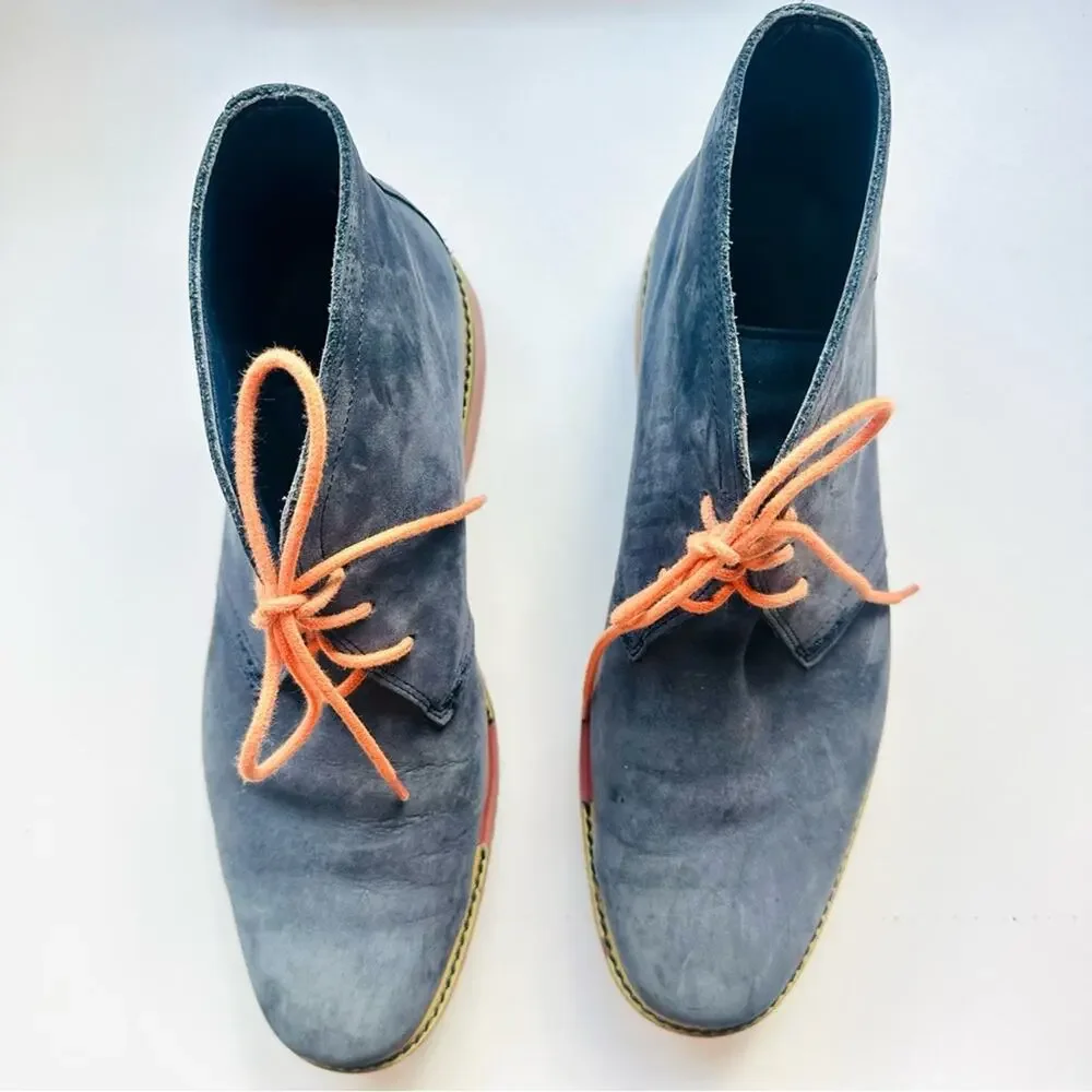MENS COLE HAAN Navy Blue Suede Leather Chukka Ankle Boots Lace Up Shoes 8.5